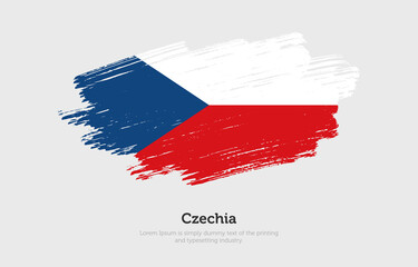 Modern brushed patriotic flag of Czechia country with plain solid background
