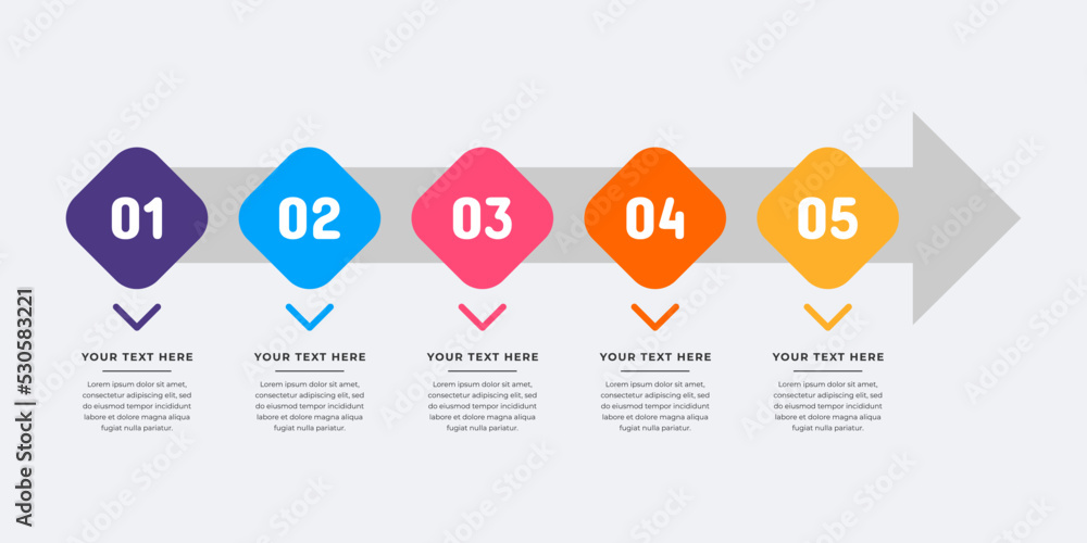 Poster target infographics with four elements. colourful infographic steps. flat design table of contents i