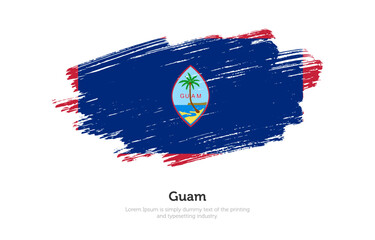 Modern brushed patriotic flag of Guam country with plain solid background