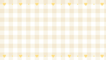 cute pastel yellow with heart decoration gingham, checkers, plaid, checkerboard backdrop illustration, perfect for wallpaper, backdrop, background