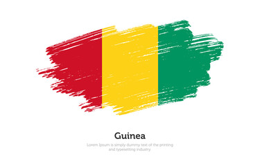 Modern brushed patriotic flag of Guinea country with plain solid background