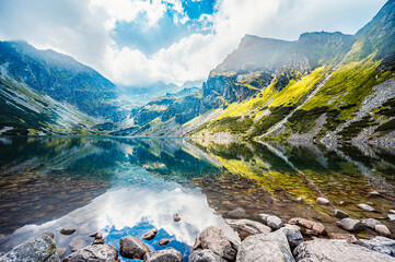 Tatra National Park in Poland. Tatra mountains panorama,  Hiking in Gasienicowa valley (Hala Gasienicowa) to Czarny Staw Gąsienicowy near Kasprowy Wierch © Zedspider