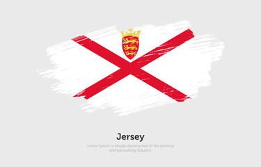 Fototapeta premium Modern brushed patriotic flag of Jersey country with plain solid background