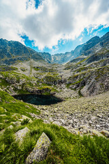 Fototapeta na wymiar Tatra National Park in Poland. Tatra mountains panorama, Hiking in Gasienicowa valley (Hala Gasienicowa) to Swinica peak near Kasprowy Wierch