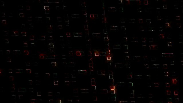 3D Abstract shining bright lines set wave, colorful, black background