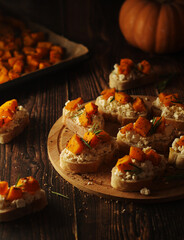 Seasonal bruschetta sandwiches with pumpkin