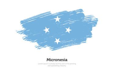 Obraz na płótnie Canvas Modern brushed patriotic flag of Micronesia country with plain solid background