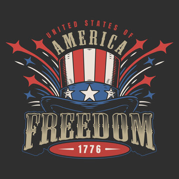 America freedom colorful poster vintage