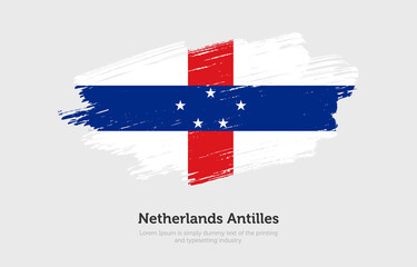 Modern brushed patriotic flag of Netherlands Antilles country with plain solid background