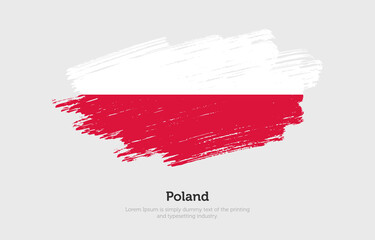 Modern brushed patriotic flag of Poland country with plain solid background