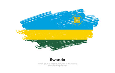 Modern brushed patriotic flag of Rwanda country with plain solid background