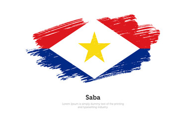 Modern brushed patriotic flag of Saba country with plain solid background