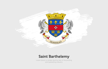 Modern brushed patriotic flag of Saint Barthelemy country with plain solid background