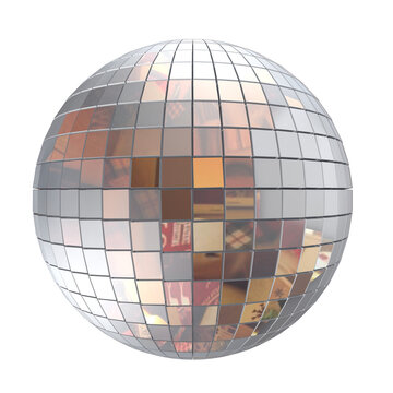 3D render, Silver disco ball.