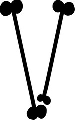 Scary letter v made of bones and sticks