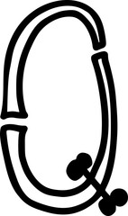 Scary letter q made of bones and sticks