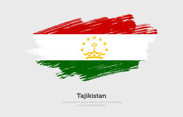 Modern brushed patriotic flag of Tajikistan country with plain solid background
