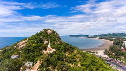 Mount Khao Takiab with a Buddhist temple and the sea in Hua Hin, Thailand - 530586418