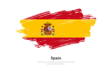 Obraz premium Modern brushed patriotic flag of Spain country with plain solid background