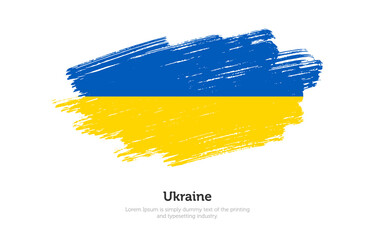 Obraz premium Modern brushed patriotic flag of Ukraine country with plain solid background