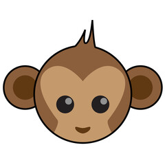 vector graphic illustration of cute monkey head character mascot. can be used for children or schools and other products.