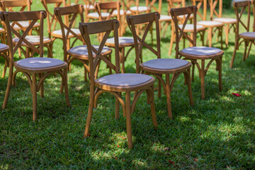 Fototapeta na wymiar chairs laid out in the garden