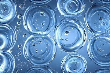 Cosmetic moisturizer water bubble drop 3D skincare. Liquid serum moisture oil with collagen, niacinamide and hyaluronic acid molecule