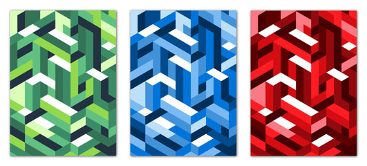 Abstract Isometric background posters