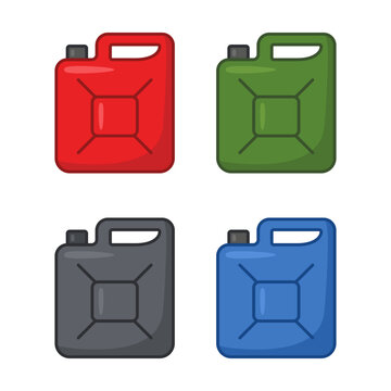 Set of canister of gasoline with a fuel. Petrol icon.