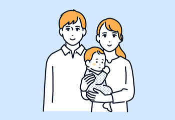 3人家族のシンプルなベクターイラスト素材