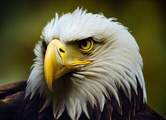 Obraz premium Bald eagle or Pygargue, illustration and close-up of its head and yellow beak