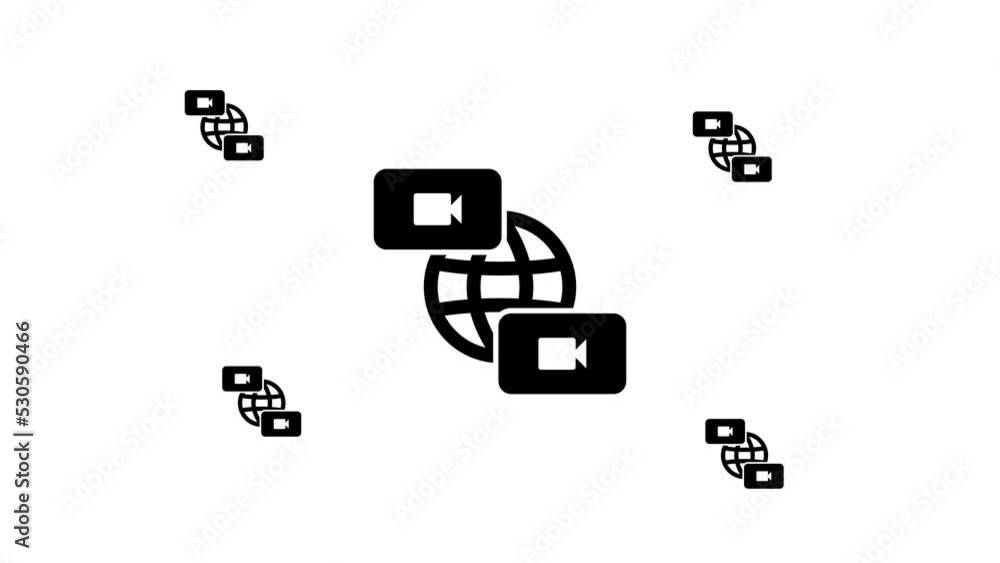 Aufkleber zoom in and out animation the videoconference symbol. large black symbol in the center and four smal