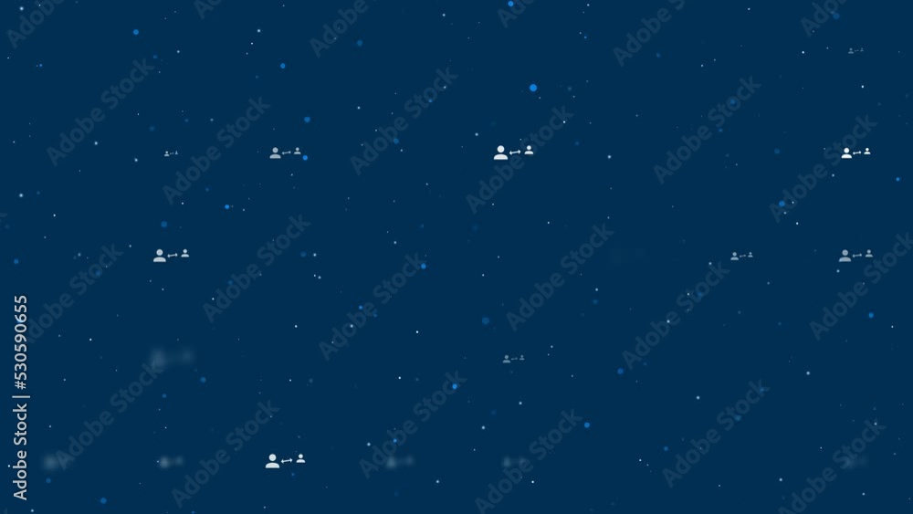Poster template animation of evenly spaced social distance symbols of different sizes and opacity. animatio