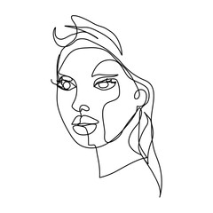 beautiful female face line drawing Perfect for covers