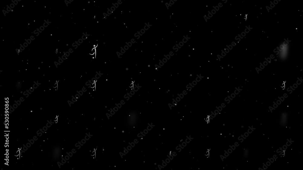 Poster template animation of evenly spaced football soccer symbols of different sizes and opacity. animatio