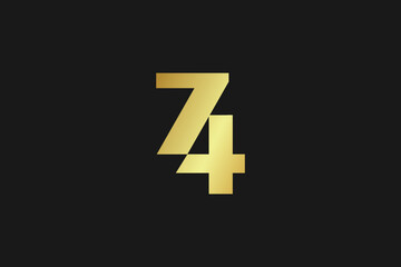 74 letter Illustration Design, 74 letter golden logo Design