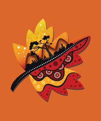 Aboriginal leaf artwork, nature concept