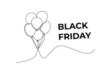 Single one line drawing balloons bunch. Black Friday concept. Continuous line draw design graphic vector illustration.