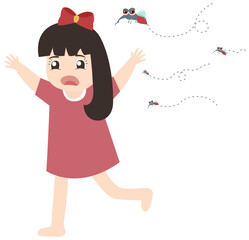 Mosquito on kids skin