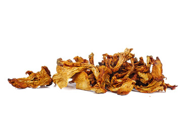Dried chanterelles isolated on a white background