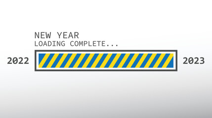 2023 happy new year. complete loading bar. vector linear numbers. design of greeting cards. vector illustration.