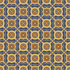 Seamless pattern with Islamic ethnic ornamental Arabic motifs tile on flat abstract vector.