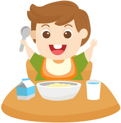child eating breakfast