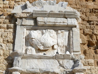 Venetian lion at Fort Koules in Heraklion, Iraklio, Crete island, Greece