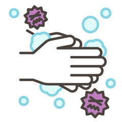 Icon depicting infection prevention by washing hands [Vector illustration