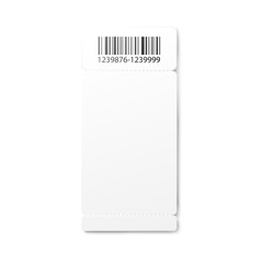Blank ticket or coupon mockup with barcode and empty copy space