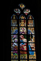 Fototapeta na wymiar De Krijtberg Church Stained-Glass Window Detail in Amsterdam, Netherlands