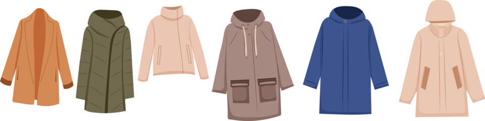 flat style coat, cloak, jacket isolated vector