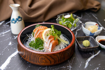 Japanese Traditional Style Salmon Sashimi