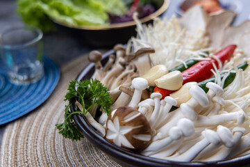 various vegetables and fresh mushrooms